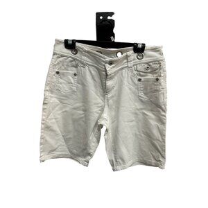 Baccini White Denim Grommet Detail Bermuda Shorts Size 10 Casual Summer